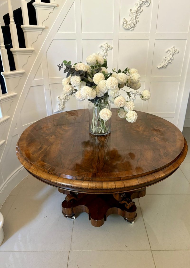 Outstanding Quality Antique Victorian Rosewood Circular Centre/Dining Table - Image 4